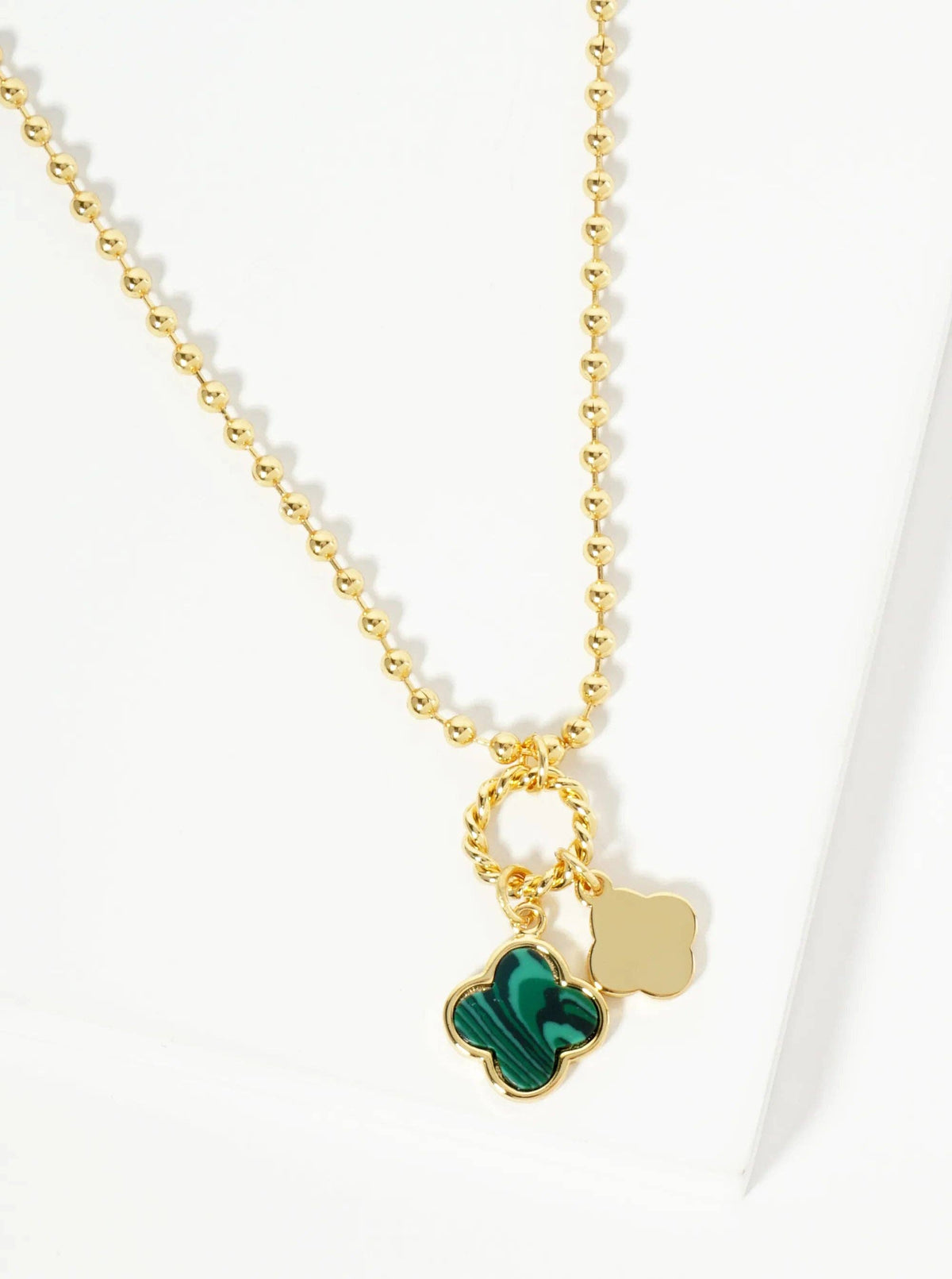 Lucky Double Quatrefoil Ball Chain Necklace
