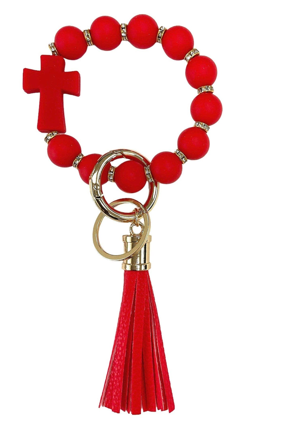 Silicone Beaded Cross Keychain Bracelet
