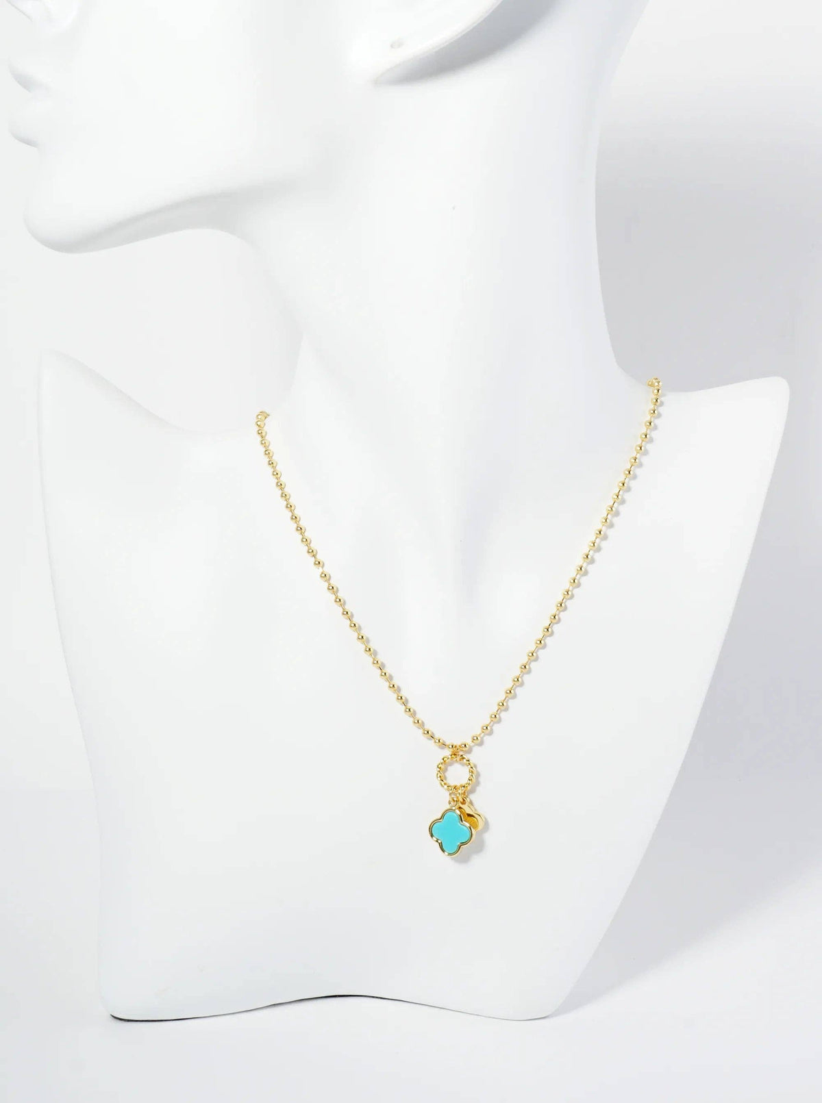 Lucky Double Quatrefoil Ball Chain Necklace