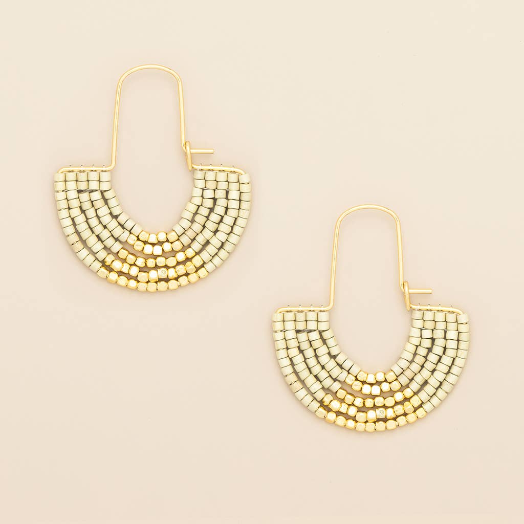 Chromacolor Miyuki U-Hoop Earring - Cream/Gold
