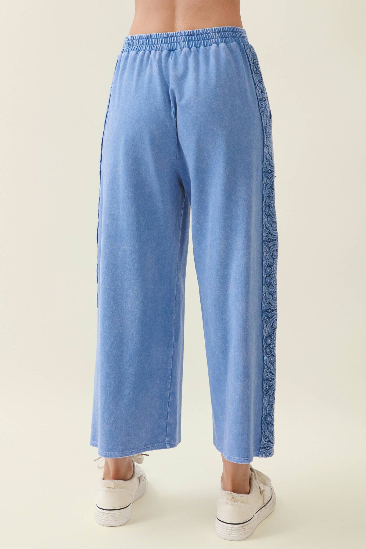 Mineral Washed Boho Trim Wide leg pants HP7035