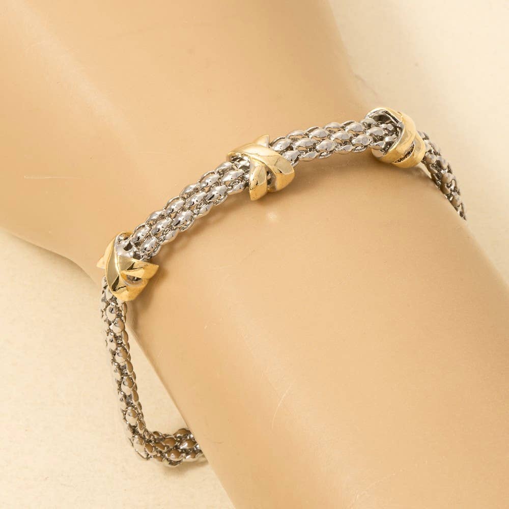 Gold Plated Two Tone Magnetic Clasp Bracelet
