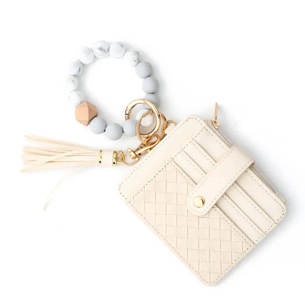 Nina Quilted Beaded Keychain Bracelet Wallet