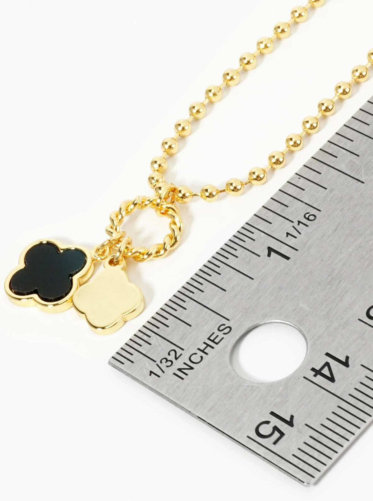 Lucky Double Quatrefoil Ball Chain Necklace