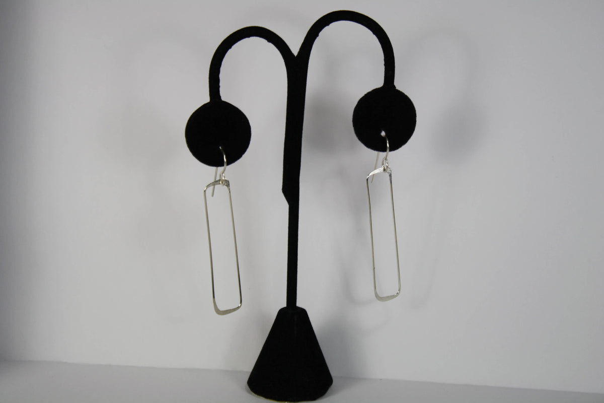 Sterling Silver Earrings Skinny Rectangle
