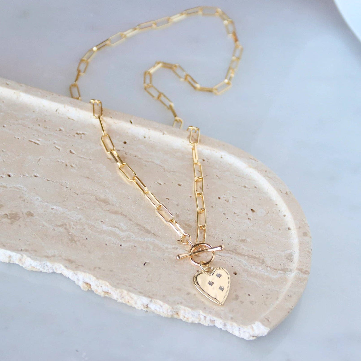CZ Heart Toggle Necklace
