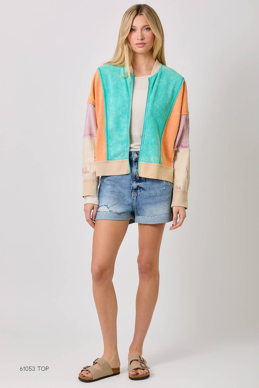 Mixed Media Color Blocked Jacket