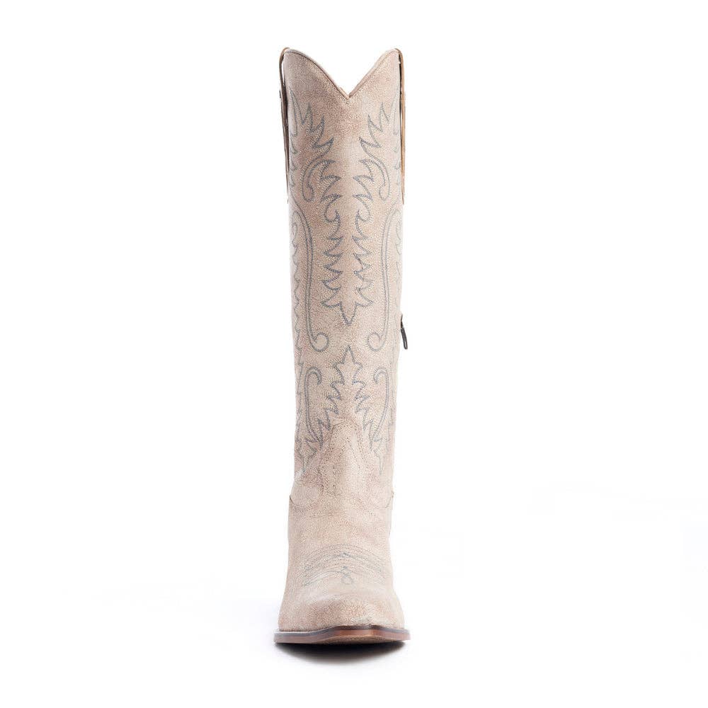 Syllvia Prairie White Embroidered Leather Boots
