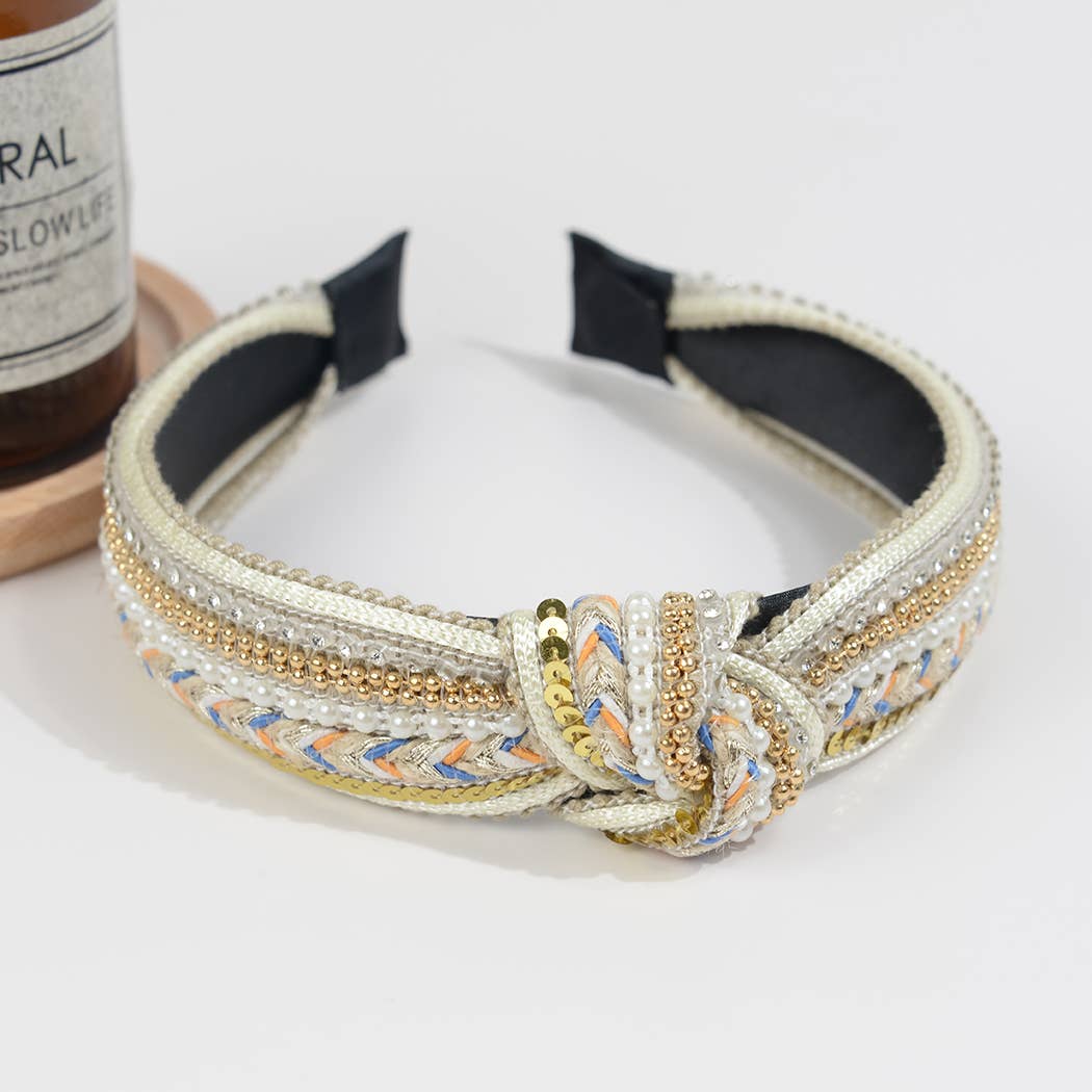 Ethnic Rhinestone Knotted Headband