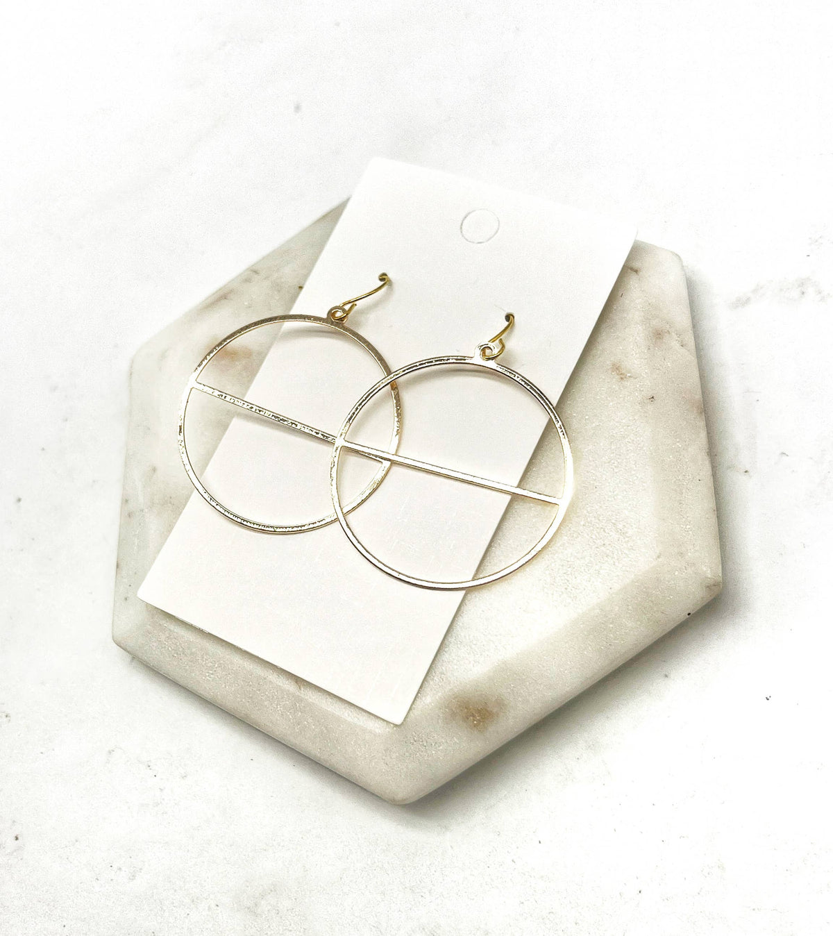 Gold Circle Metal Minimalist Modern Earrings