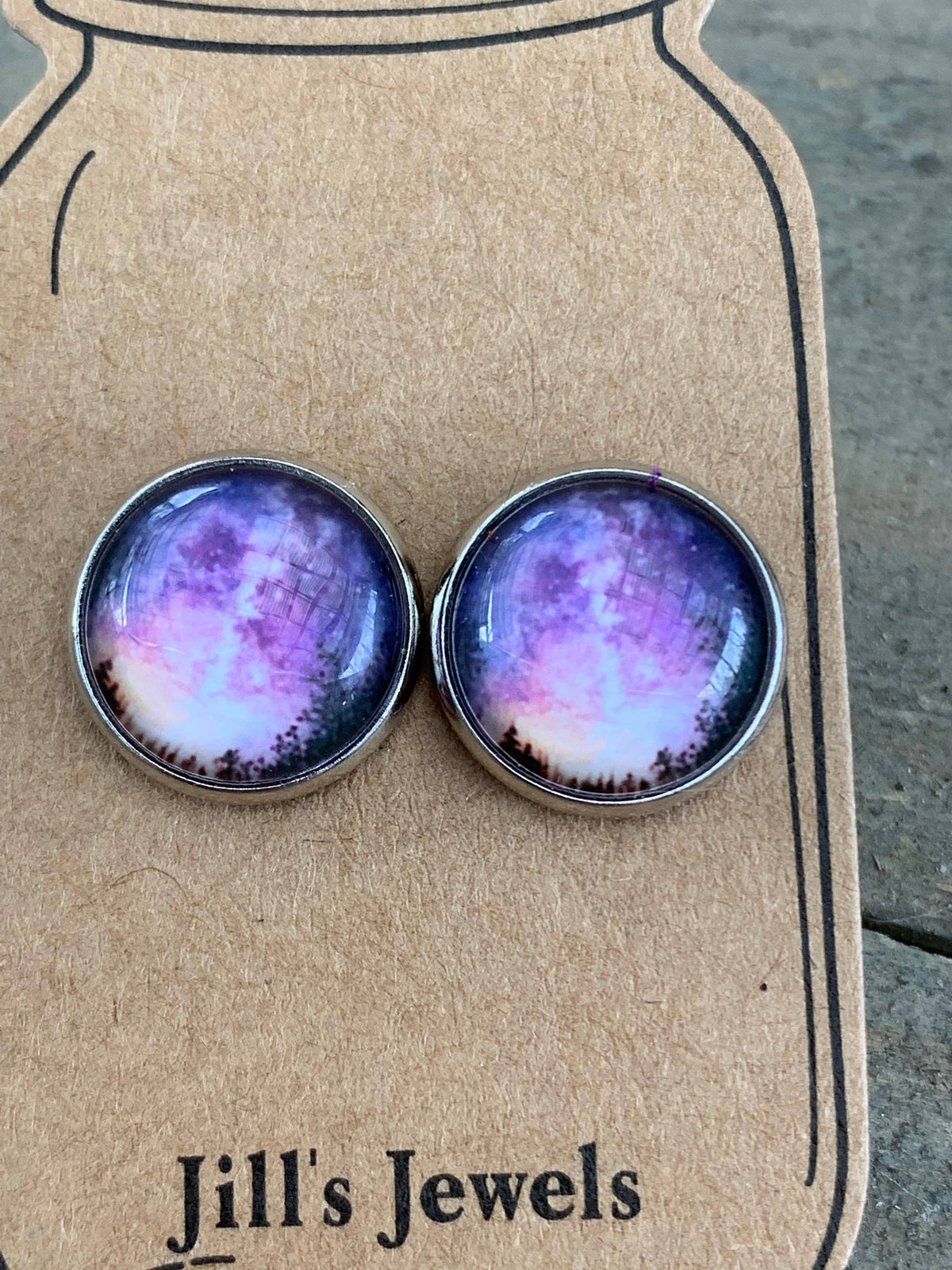Purple Night Sky Stud Earrings