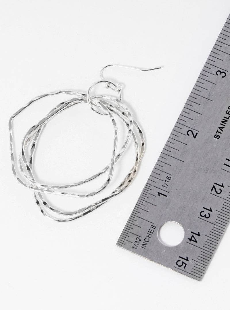 Sculpted Circles Hammered Drop Earrings