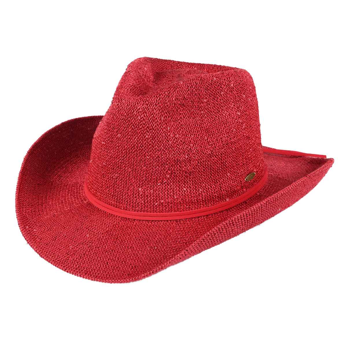 Sequin Cowboy Hat with Suede-Style Band