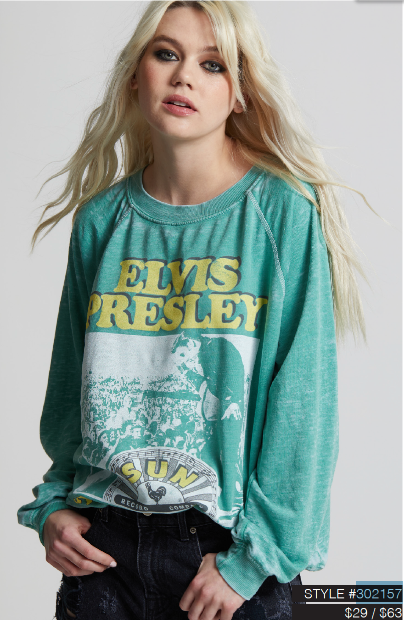 L / 302157 - 930 Sun Records X Elvis Ls Burnout Sweatshirt