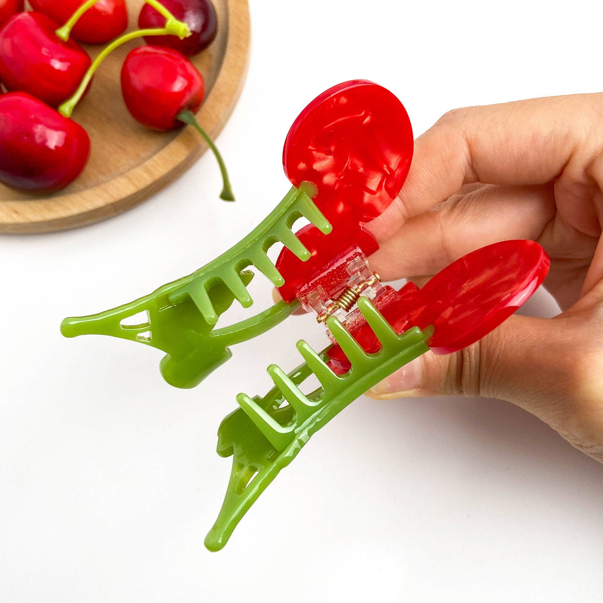 Sweet Red Cherry Claw Clip, Twin Cherries Hair Clip