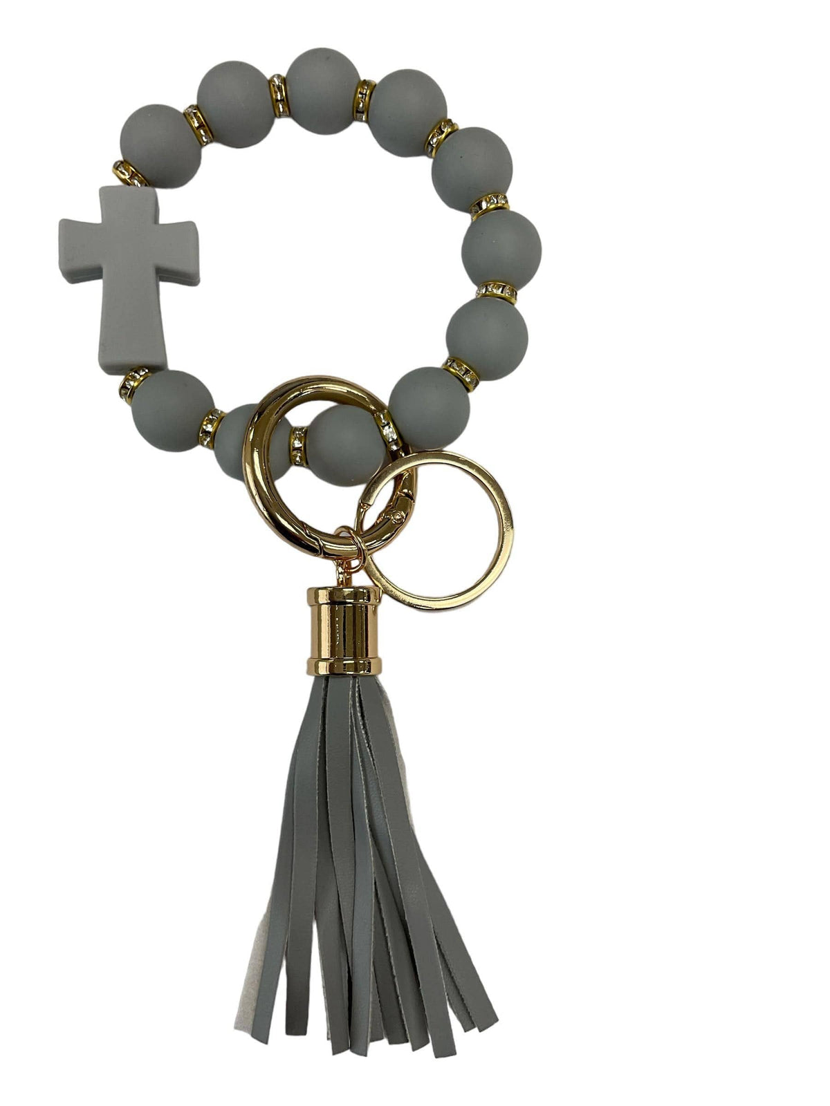 Silicone Beaded Cross Keychain Bracelet