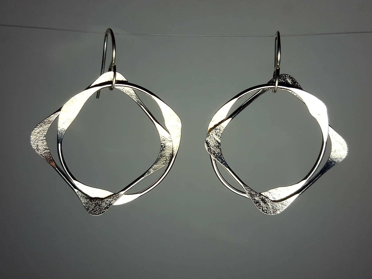 Sterling Silver Large Thick Square & Circles Together