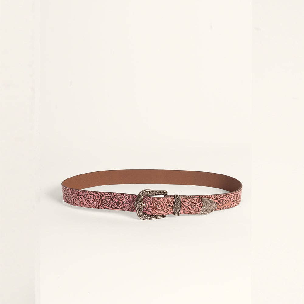 Sophia Turquoise Floral Embossed Leather Belt