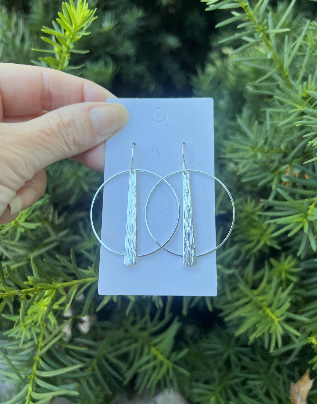 Silver Art Deco Hoop Metal Statement Earrings