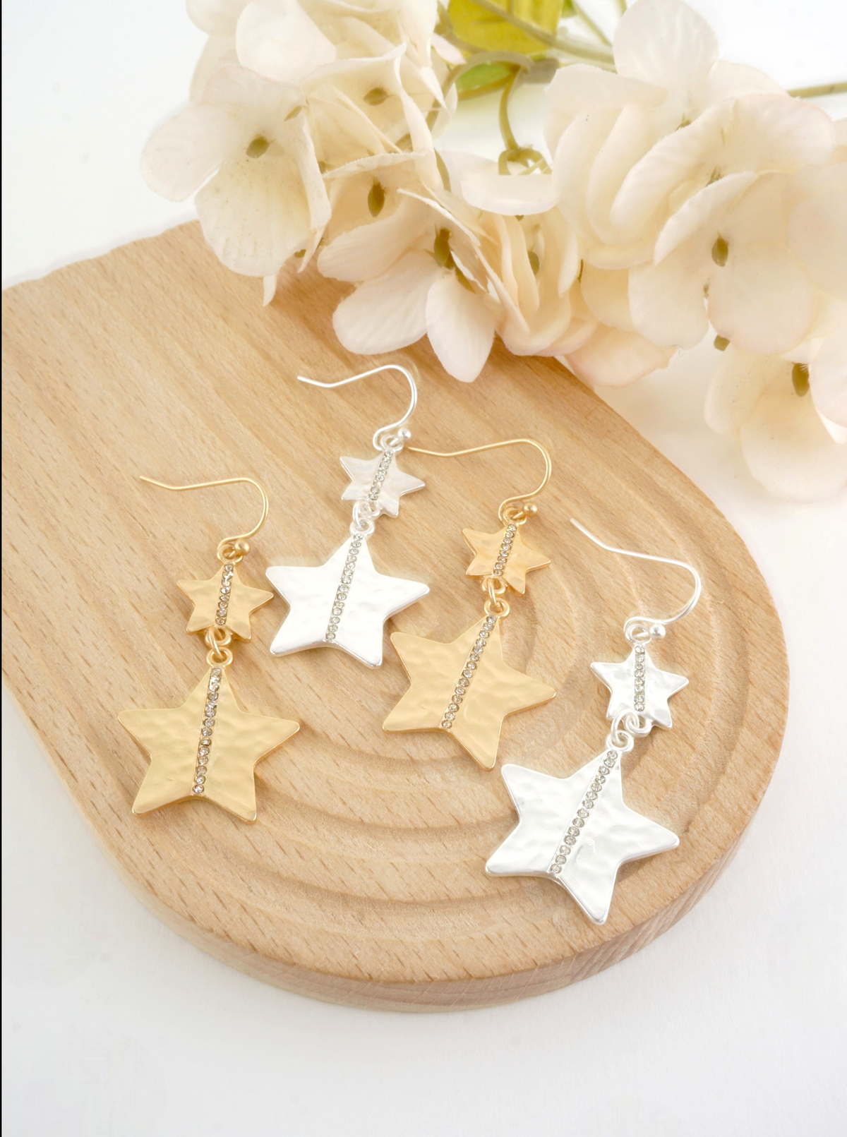 Starlight Hammered Crystal Drop Earrings