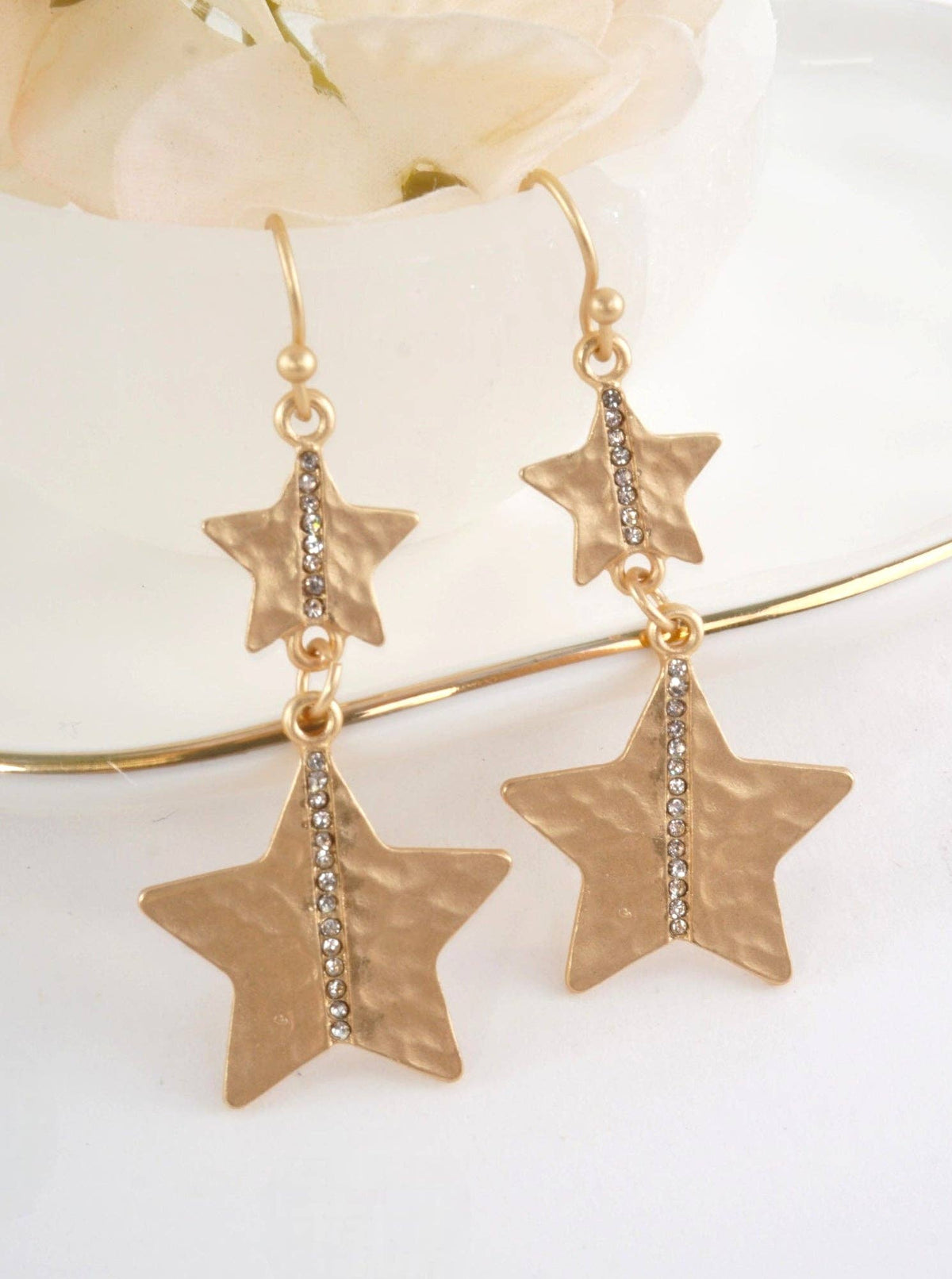 Starlight Hammered Crystal Drop Earrings