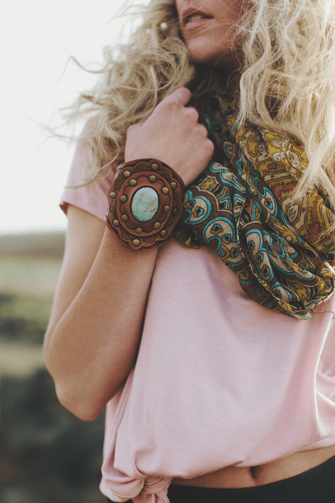 Trending Gift: Aegean Boho Leather Cuff Bracelet - Brown