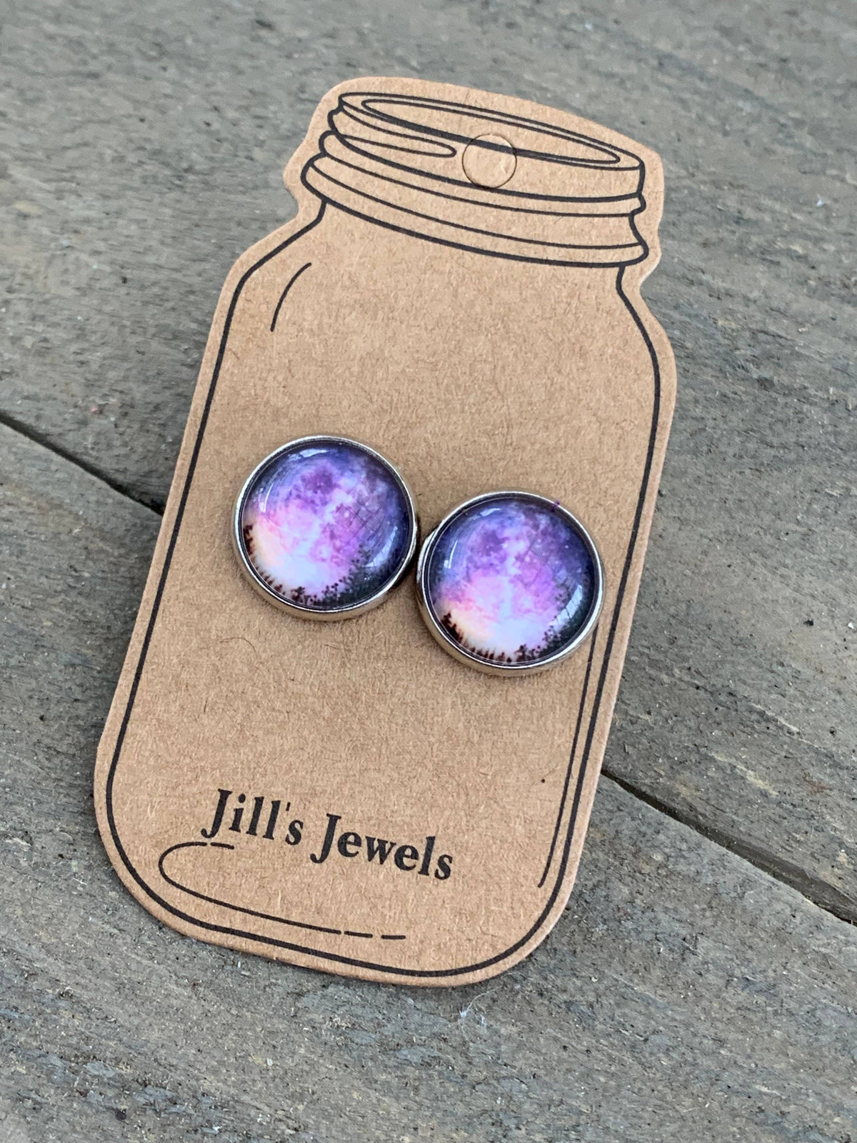 Purple Night Sky Stud Earrings