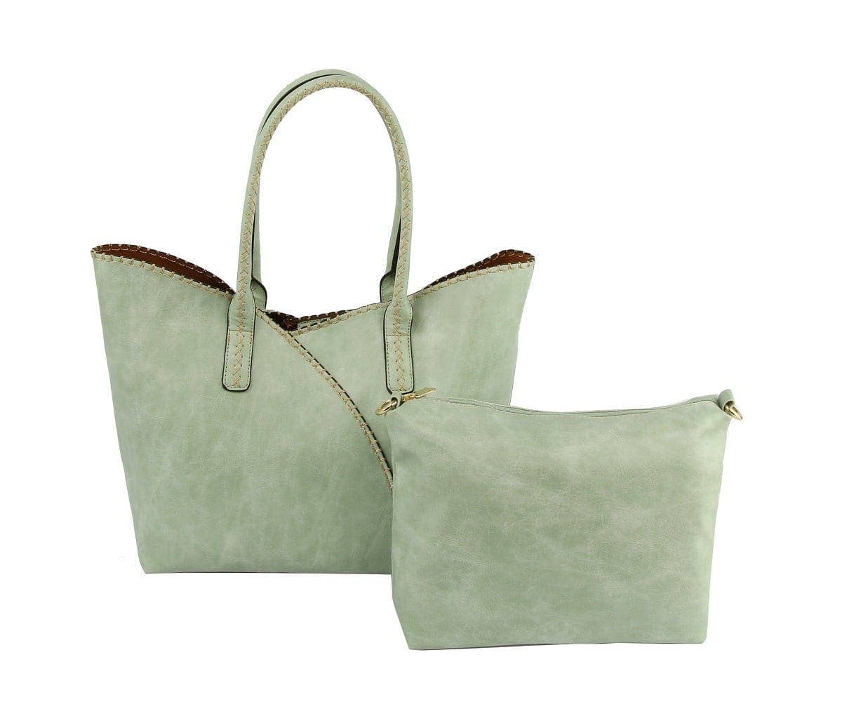 Stitch Trim Detail Shoulder/Tote Set Bag