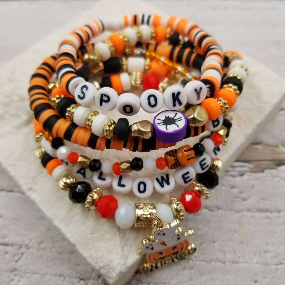 Pumpkin Patch Clay Bracelet Set of 6