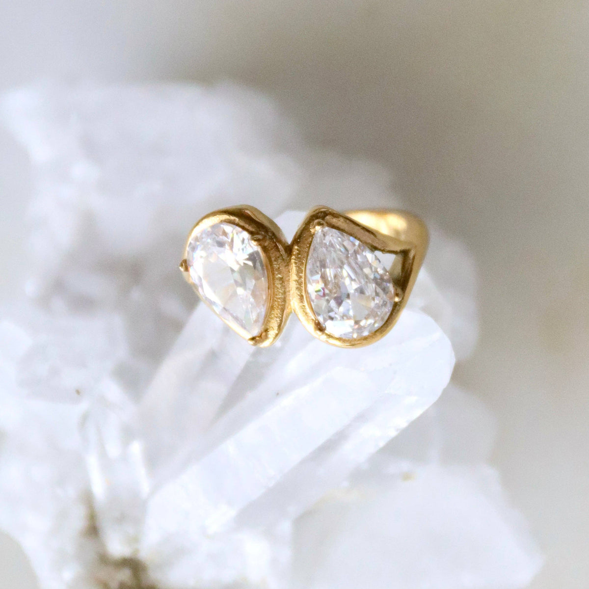 CZ Duo Pear Ring