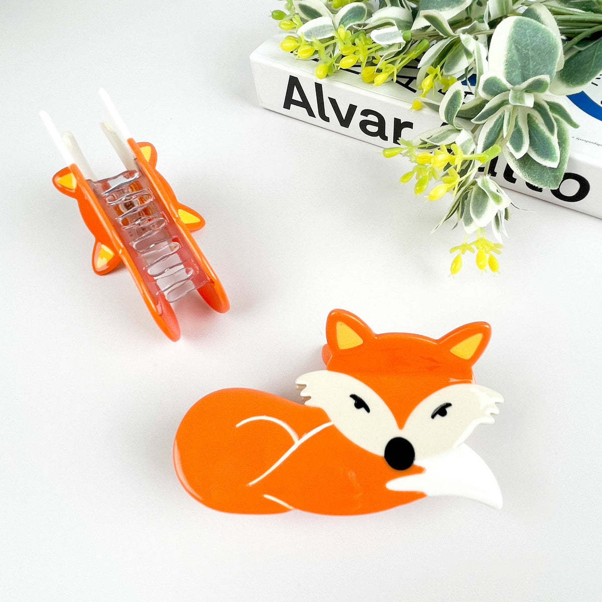 Orange Fox Hair Clip, Acetate Claw Hair Clip