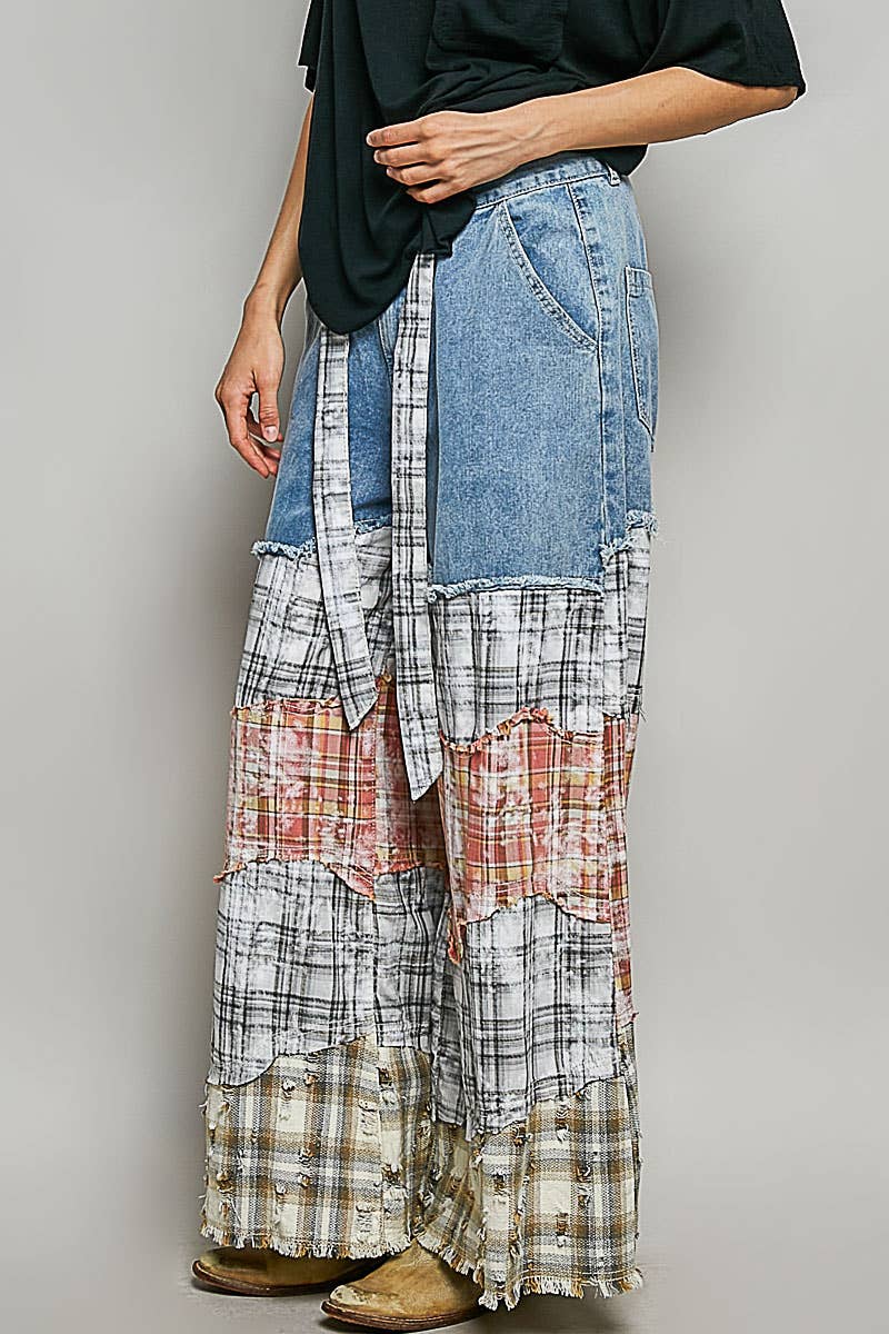 Asymmetrical Patchwork Twill Pants