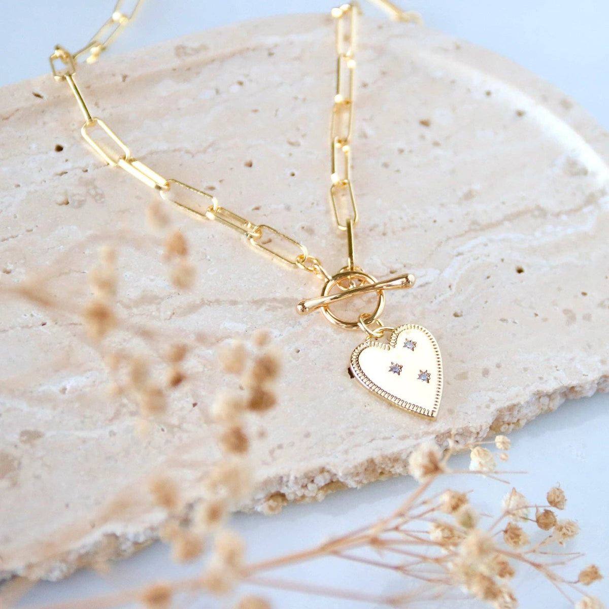 CZ Heart Toggle Necklace