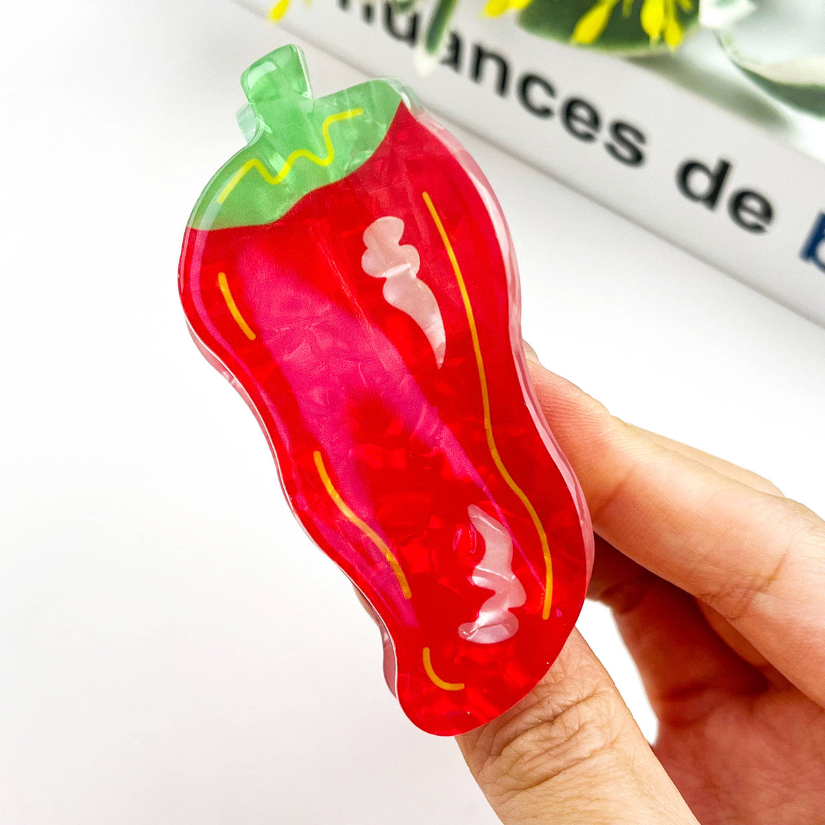 Red Chili Pepper Hair Claw Clip, Cute Vegetable Hair Clip