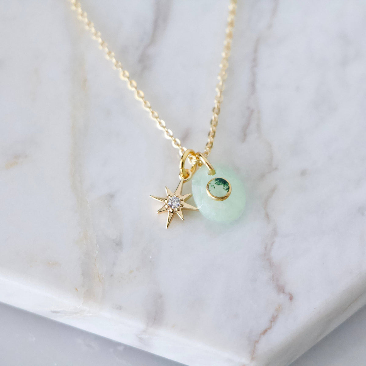 Amazonite, Labradorite & Moonstone Moss Agate Star Necklace