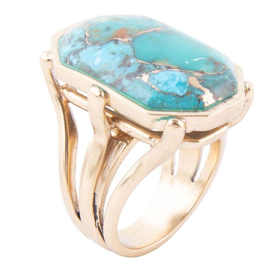 Dolce Teal Turquoise Matrix Ring