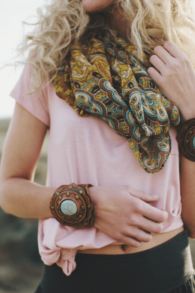 Trending Gift: Aegean Boho Leather Cuff Bracelet - Brown
