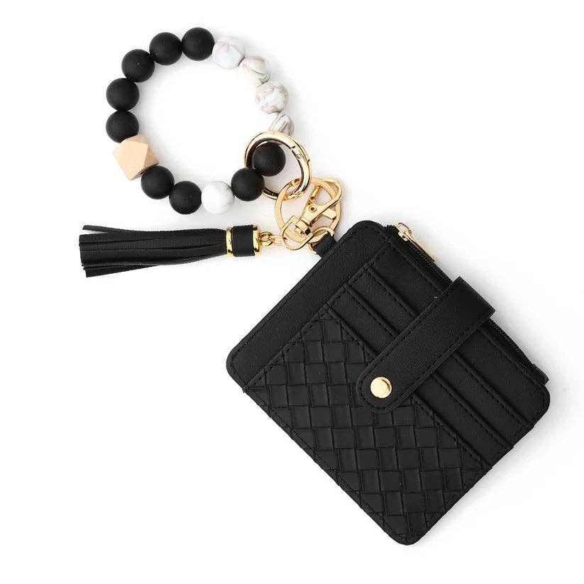 Nina Quilted Beaded Keychain Bracelet Wallet