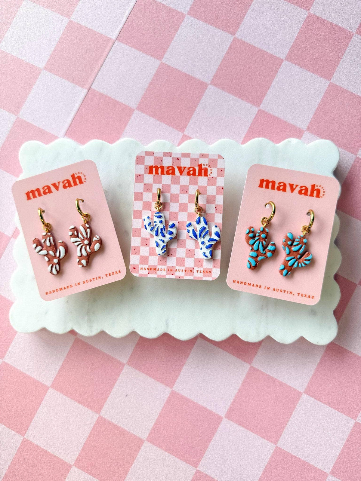 Talavera Inspired Cactus Dangles
