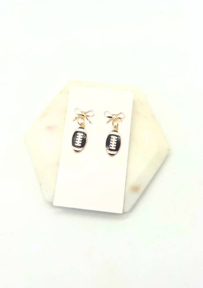 Bow Football Earrings Enamel Game Day