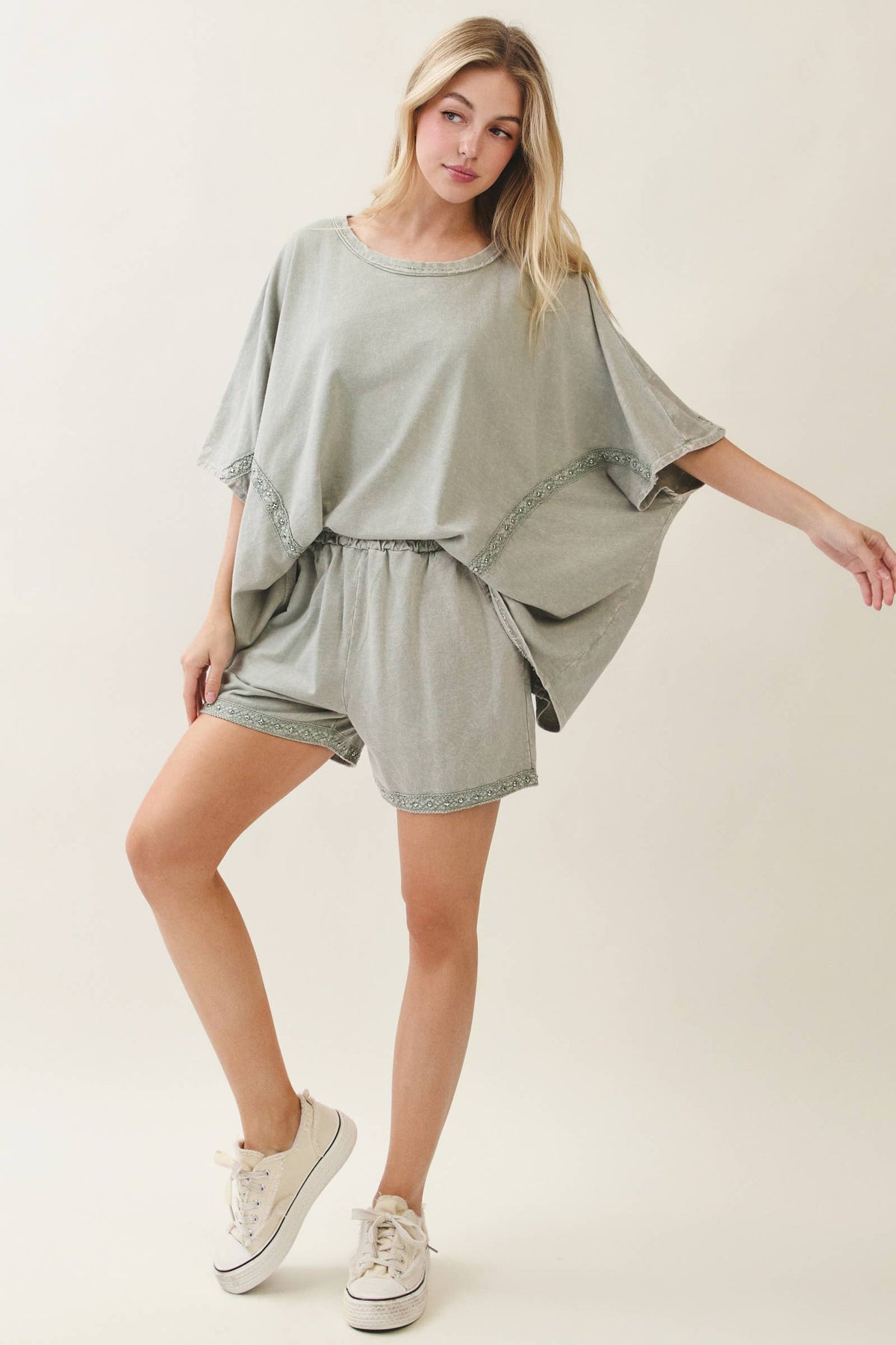 Mineral Washed Studded Eyelet Oversized Set