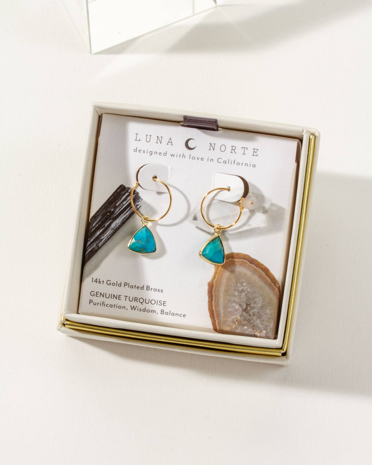 Turquoise Triangle Mini Hoop Earrings