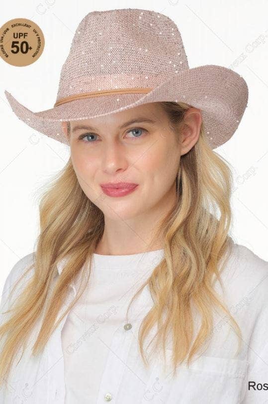 Sequin Cowboy Hat with Suede-Style Band