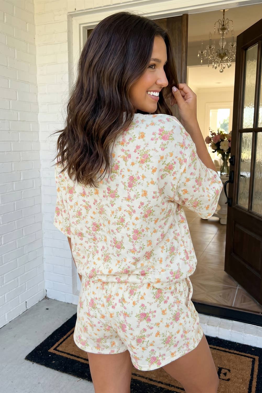 LAS Floral Oversized Tee and Shorts Set
