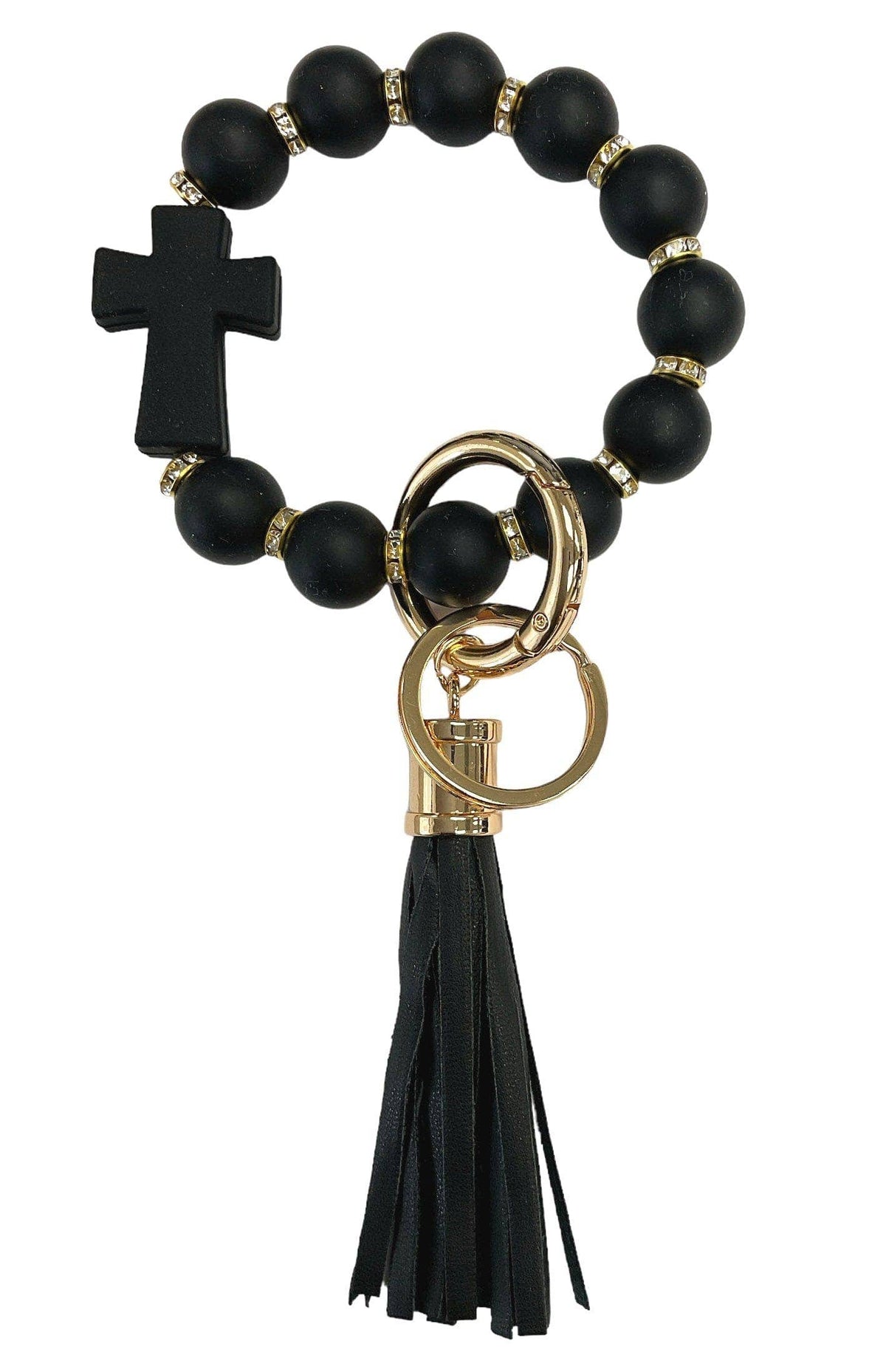 Silicone Beaded Cross Keychain Bracelet