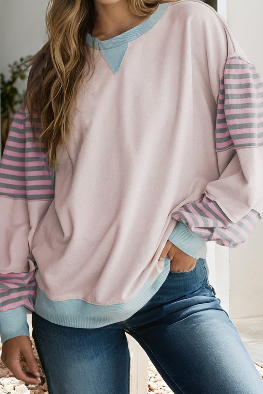 Weekend Stripe Colorblock Sweatshirt