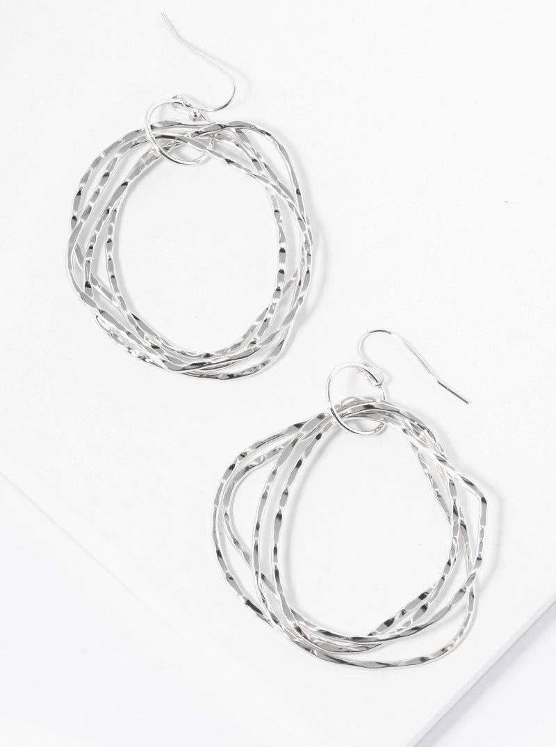 Sculpted Circles Hammered Drop Earrings