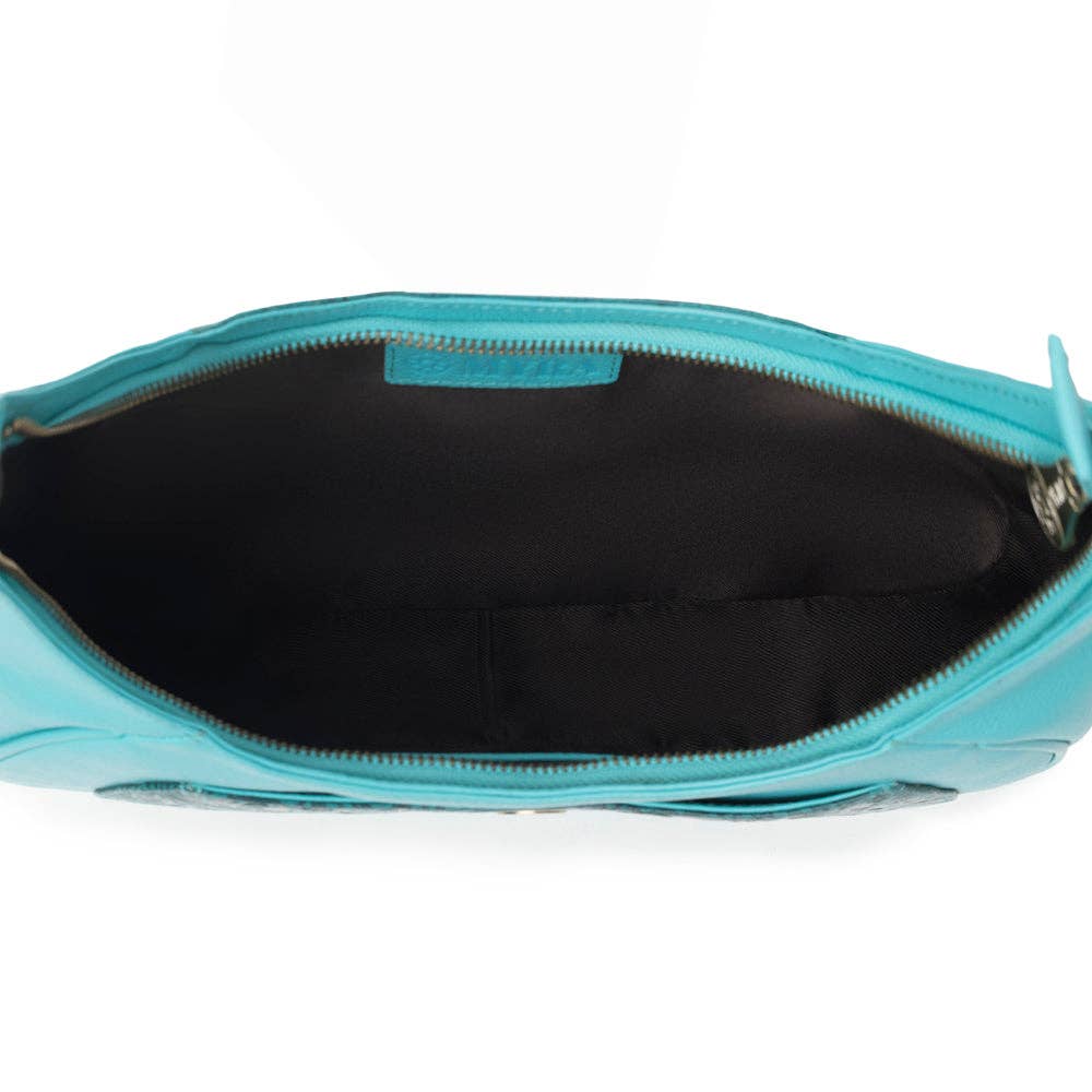 Prairie Aqua Embossed Leather Shoulder Bag
