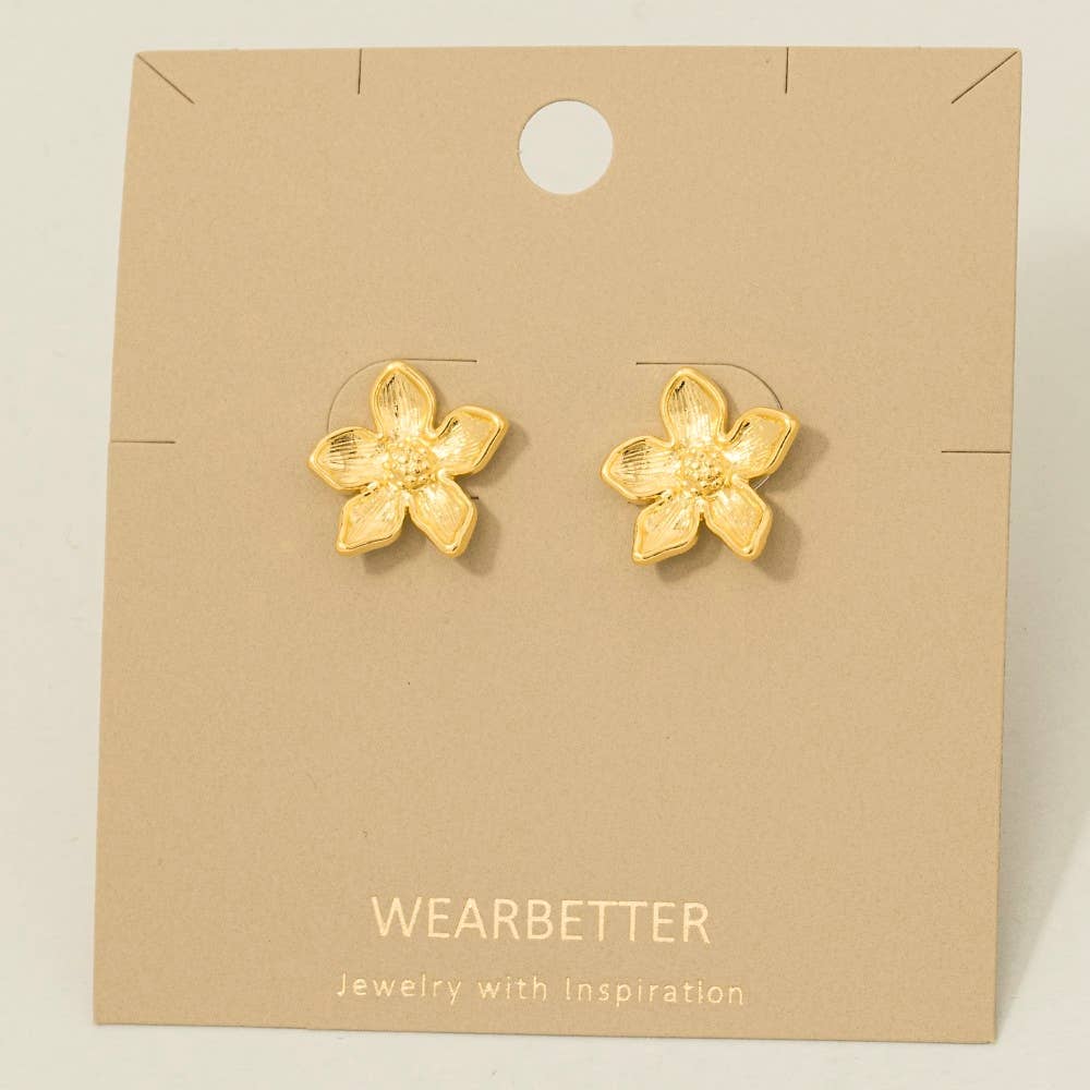 Metallic Flower Stud Earrings
