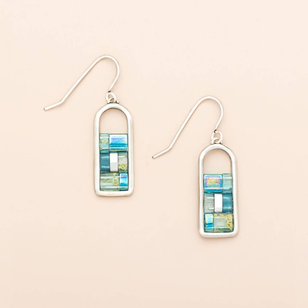 Good Karma Miyuki Frame Earring - Marine/Silver